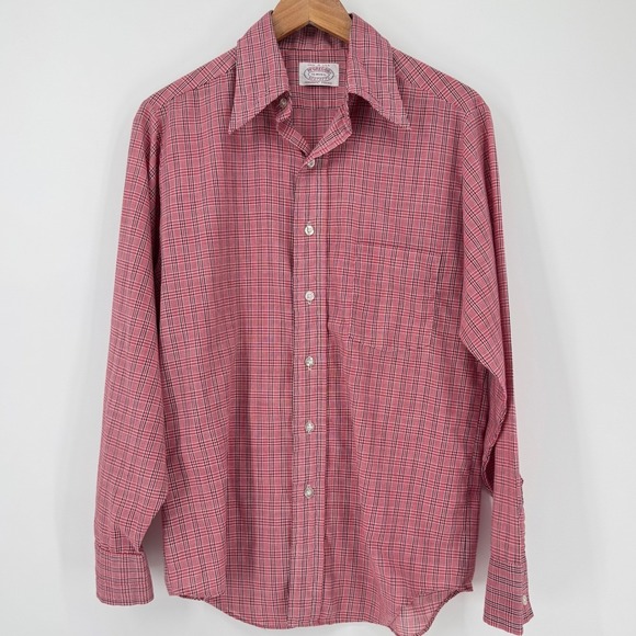 Vintage McGregor Long Sleeve Shirt Mens Medium Scotset Plaid Red Made In USA - Picture 2 of 6